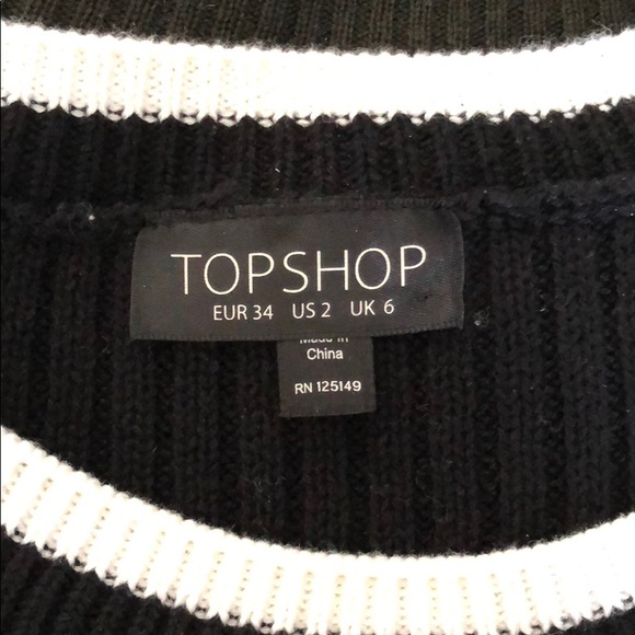 Topshop Black Ribbed Hybrid Shirt Sweater, US 2 - Picture 3 of 3